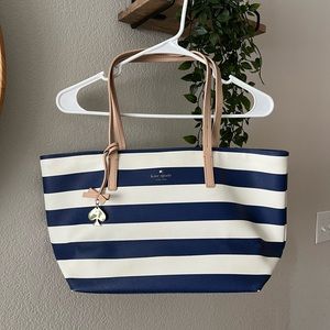 Kate Spade Hawthorne Lane Large Ryan Stripe Tote Bag Navy/White